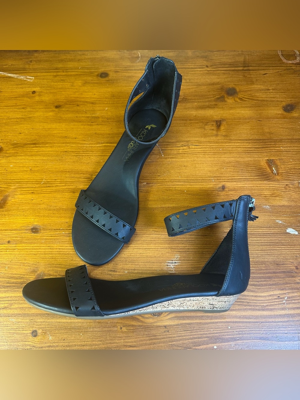 Koolaburra by UGG Marlana Wedge Black Ankle Strap Sandals Size 12